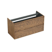 Forzalaqua Reno 2.0 wastafelonderkast 120x51x60cm met 2 softclose greeploze lades Massief Eiken Castle Brown SW492361