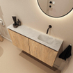 MONDIAZ TURE-DLUX 100cm toiletmeubel Washed Oak. EDEN wastafel Opalo positie rechts. Zonder kraangat. SW1104642