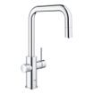 GROHE Blue Home Keukenkraan - uittrekbare u uitloop - 1 gats - filterfunctie - plat licht en bruisend water - chroom SW236971
