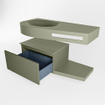 MONDIAZ RIVA Badkamermeubelset - 100x50x30cm - 1 lade - MDF Army mat - push to open - 1 kraangat - wasbak links - solid surface army SW703060