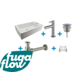FugaFlow Eccelente Sobrado Badkamer Fonteinset - rechts - 1 kraangat - fonteinkraan geborsteld RVS - wit SW1124051