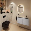 MONDIAZ TURE-DLUX 80cm toiletmeubel Plata. EDEN wastafel Opalo positie links. Met 1 kraangat. SW1104523