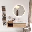 MONDIAZ BUKLA 120cm badmeubel met open module 40 kleur Washed Oak met 1 lade. Wastafel CLOUD rechts 1 kraangat kleur Talc. SW1382044