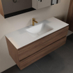 Mondiaz Aivy badmeubelset - 120x45x50cm - 1 kraangat - 1 wasbak talc Solid surface - Midden - 2 lades - Met spiegelkast - Melamine Mocha SW892163