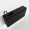 MONDIAZ TURE Fonteinset - 100x23x50cm - 1 kraangat - 2 deuren - urban mat - Wasbak links - Solid Surface Zwart SW475263