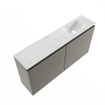 MONDIAZ TURE-DLUX 100cm toiletmeubel Smoke. EDEN wastafel Opalo positie rechts. Zonder kraangat. SW1104576