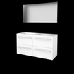 Basic-Line Basic 46 badkamermeubelset - 120x46cm - met grepen - 4 lades - acryl wastafel - 0 kraangaten - Spiegel - MDF lak Ice White SW350872