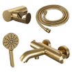 Brauer Gold Edition Badkraan - douchegarnituur - handdouche rond 3 standen - gladde knop - PVD - geborsteld goud SW715538