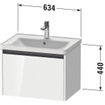 Duravit Ketho 2 wastafelonderbouwkast met 1 lade 63.4x45.5x44cm met greep antraciet hoogglans wit SW772329