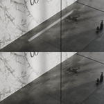 Brauer Douchegoot - 140x7x6.7cm - ondiepe vloerflens - zijuitloop - tegelinlegrooster omkeerbaar - RVS SW110919