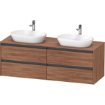 Duravit Ketho 2 wastafelonderbouwkast incl. consoleplaat met 4 laden voor dubbele waskommen 160x55x56.8cm met handgrepen antraciet noten mat SW773083