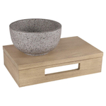 Differnz fonteinset - 40x21x10cm - Rechthoek - 0 kraangaten - grijs/grof terazzo waskom - Hout licht eiken SW794632