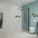 Fortifura Galeria inloopdouche - 80x200cm - ribbelglas - wandarm - mat zwart SW876964