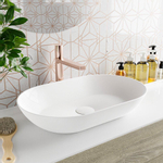 Mondiaz Onni Waskom - 55x35x10cm - ovaal - opbouw - Solid Surface Talc SW643548