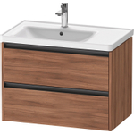 Duravit Ketho 2 wastafelonderbouwkast met 2 laden voor waskom links 78.4x45.5x54.9cm met grepen antraciet noten mat SW772069