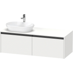 Duravit Ketho 2 wastafelonderbouwkast incl. consoleplaat met 2 laden voor waskom links 140x55x45.9cm met handgrepen antraciet wit mat SW772877
