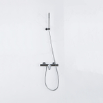 Fortifura Calvi Thermostatische badkraan met staafhanddouche, handdouchehouder en metalen doucheslang chroom SW811965
