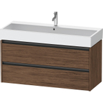 Duravit Ketho 2 wastafelonderbouwkast met 2 laden voor enkele wastafel 118.4x46x54.9cm met grepen antraciet donker noten mat SW772746