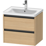Duravit Ketho 2 wastafelonderbouwkast met 2 laden 63.4x45.5x54.9cm met grepen antraciet natuur eiken mat SW772012