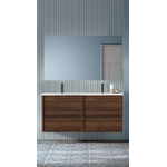 Adema Prime Essential Badkamermeubelset - 120x55x46cm - 2 ovale wasbakken wit - 2 kraangaten - 4 lades - rechthoekige spiegel - noten (hout) SW925131