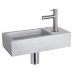 Differnz Ravo fonteinset - 38.5x18.5x9cm - Rechthoek - 1 kraangat - Recht matte chromen kraan - beton lichtgrijs SW705270