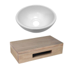 Adema Fonteinset met Waskom 20x20x9cm glans wit fonteinplank 40x25x10cm rechthoek met handdoekhouder eiken SW656681