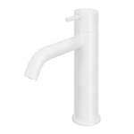 Hotbath Cobber middelhoge wastafelkraan met gebogen uitloop zonder waste mat wit SW73537