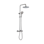 Fortifura Calvi Regendoucheset - thermostatisch - 25cm hoofddouche - metalen slang - ronde handdouche - Geborsteld Gunmetal PVD SW1204407