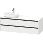Duravit Ketho 2 wastafelonderbouwkast incl. consoleplaat met 4 laden voor waskom links 160x55x56.8cm met handgrepen antraciet wit mat SW772890