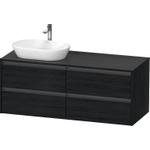 Duravit Ketho 2 wastafelonderbouwkast incl. consoleplaat met 4 laden voor waskom links 140x55x56.8cm met handgrepen antraciet eiken zwart mat SW771997