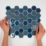 The Mosaic Factory Valencia mozaïektegel 4.3x4.9x0.5cm hexagon blauw mat en glans voor wand en vloer en voor binnen en buiten vorstbestendig SW374596