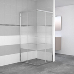 GO by Van Marcke Avis douchecabine 90x90x185cm vierkant 2 schuifdeuren 4mm helder veiligheidsglas met matte stroken aluminium verchroomd SW292802