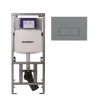 Geberit Inbouwreservoir - UP320 - QeramiQ push bedieningsplaat - dualflush - rechthoekige knoppen - kunststof licht grijs SW1164330