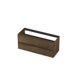 INK Fineer Wastafelonderkast - 120x45x52cm - 2 lades - greeploos - houten keerlijst - MDF Fineer Chocolate SW493848