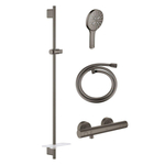 GROHE Grohtherm 1000 Glijstangset - 90cm - thermostatische douchekraan - met zeepschaal - ronde handdouche - galdde slang - 175cm - geborsteld hard graphite SW787981