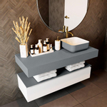 Mondiaz TOP 51 Vrijhangend Topblad - 120x51x12cm - geschikt voor waskom - Solid surface - Plata SW1022424