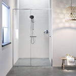 Sealskin Contour schuifdeur voor nis 140 cm, 200 cm hoog, RVS, 6 mm helder veiligheidsglas SW296195