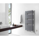 HR badmeubelen Base Elektrische Designradiator - 56.5x6.6x172.5cm - aansluiting rechtsonder - 600 Watt - grey matt SW295871