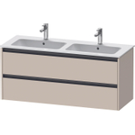 Duravit Ketho 2 wastafelonderbouwkast met 2 laden voor dubbele wastafel 128x48x55cm met grepen antraciet taupe supermat SW772429