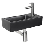 Differnz Hator fonteinset - 9x37.5x18.5cm - Rechthoek - 1 kraangat - Zwart SW705429