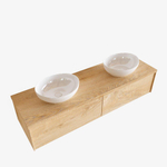 MONDIAZ LUSH Badkamermeubelset - 150cm - 2 lades - wastafel BARCO - 2 wasbakken - 0 kraangaten - washed oak SW409615