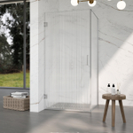 Fortifura Galeria Douchecabine - 100x90x200cm - scharnieren - deurgreep - stabilisatiestang - helder geribbeld - veiligheidsglas - Geborsteld RVS PVD (Rvs) SW1222325