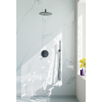 Fortifura Calvi Inbouw Regendoucheset - rond - thermostatisch - wandarm - 25cm hoofddouche - staaf handdouche - gladde doucheslang - Geborsteld Gunmetal PVD SW1189332