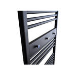Sanicare Handdoekhouderpaneel - 51.7x9.2x2.7cm - voor radiator - 3 chromen handdoekknoppen - zwart mat SW891060