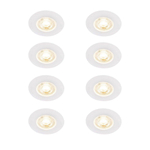 QAZQA Ulo Inbouwspot - set van 8 - 8.2x8.2cm - incl. LED - 3 staps dimbaar - IP44 - rond - mat wit SW1210164