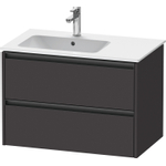 Duravit Ketho 2 wastafelonderbouwkast met 2 laden voor waskom links 81x48x54.9cm met grepen antraciet grafiet supermat SW772968