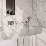 BRAUER Brushed Edition thermostatische inbouw badkraan - drukknoppen SET 04 - uitloop - 3 standen handdouche - doucheslang - wandaansluitbocht - RVS geborsteld PVD SW925475