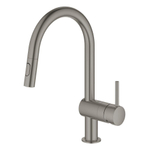 GROHE Minta Keukenkraan - hoog - draaibare/uittrekbare c uitloop - 2 straalsoorten - hard graphite geborsteld SW354662