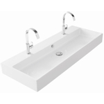 Thebalux Type Quadro wastafel 122x46x12cm 2 kraangaten met wasbak rechthoek keramiek wit mat SW766474