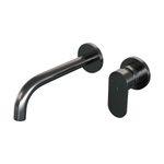 Brauer Gunmetal Edition Wastafelmengkraan inbouw - gebogen uitloop links - hendel breed plat - model C 1 - PVD - geborsteld gunmetal SW715802